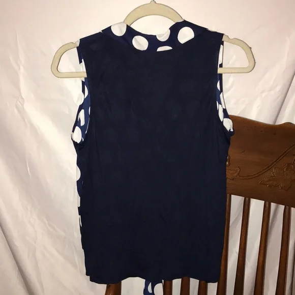INC Polka Dots Sleeveless Top Front Tie - Picture 3 of 3